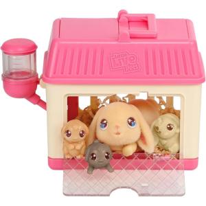 imageLittle Live Pets Hamster Mini Interactive Toy Set Hutch Animal Playset with 3 Surprise Babies 20 Sounds Hamster MustHaves for Ages 3Bunny with Pink Hutch