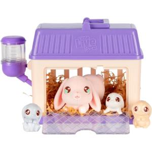 imageLittle Live Pets Hamster Mini Interactive Toy Set Hutch Animal Playset with 3 Surprise Babies 20 Sounds Hamster MustHaves for Ages 3Bunny with Purple Hutch