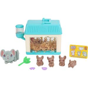 imageLittle Live Pets Hamster Mini Interactive Toy Set Hutch Animal Playset with 3 Surprise Babies 20 Sounds Hamster MustHaves for Ages 3Mouse